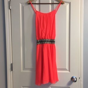 Chic short summer dress in coral